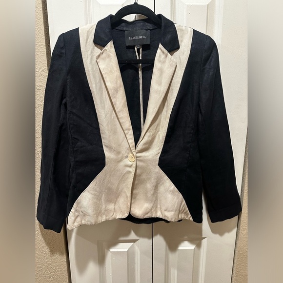 Lafayette 148 NY Linen/Silk Blazer Black/Cream Casual Office Career Academia ,6 - Picture 10 of 10